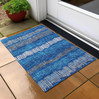 Piper Looms Chantille Stripes ACN889 Navy Machine Washable Area Rug Scatter Outdoor Lifestyle Image Feature