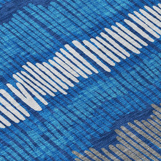 Piper Looms Chantille Stripes ACN889 Navy Machine Washable Area Rug Swatch Image