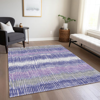 Piper Looms Chantille Stripes ACN889 Purple Machine Washable Area Rug Lifestyle Image Feature