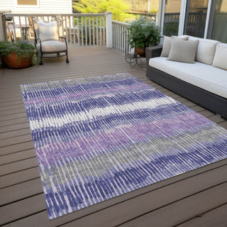 Piper Looms Chantille Stripes ACN889 Purple Machine Washable Area Rug Outdoor Lifestyle Image Feature