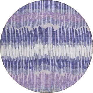 Piper Looms Chantille Stripes ACN889 Purple Machine Washable Area Rug Round Main Image