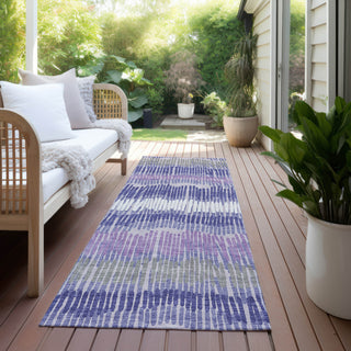 Piper Looms Chantille Stripes ACN889 Purple Machine Washable Area Rug Runner Outdoor Lifestyle Image Feature
