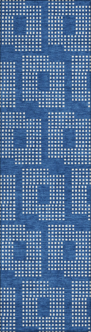 Piper Looms Chantille Squares ACN890 Blue Machine Washable Area Rug Runner Main Image