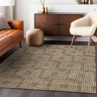Piper Looms Chantille Squares ACN890 Brown Machine Washable Area Rug Lifestyle Image Feature