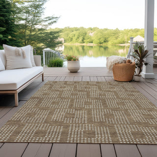 Piper Looms Chantille Squares ACN890 Brown Machine Washable Area Rug Outdoor Lifestyle Image Feature