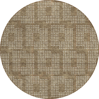 Piper Looms Chantille Squares ACN890 Brown Machine Washable Area Rug Round Main Image