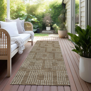 Piper Looms Chantille Squares ACN890 Brown Machine Washable Area Rug Runner Outdoor Lifestyle Image Feature