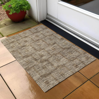 Piper Looms Chantille Squares ACN890 Brown Machine Washable Area Rug Scatter Outdoor Lifestyle Image Feature