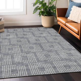 Piper Looms Chantille Squares ACN890 Gray Machine Washable Area Rug Lifestyle Image Feature