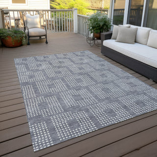 Piper Looms Chantille Squares ACN890 Gray Machine Washable Area Rug Outdoor Lifestyle Image Feature