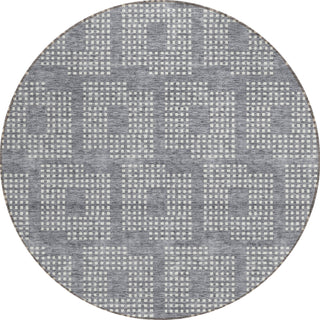 Piper Looms Chantille Squares ACN890 Gray Machine Washable Area Rug Round Main Image