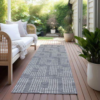 Piper Looms Chantille Squares ACN890 Gray Machine Washable Area Rug Runner Outdoor Lifestyle Image Feature