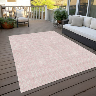 Piper Looms Chantille Squares ACN890 Pink Machine Washable Area Rug Outdoor Lifestyle Image Feature