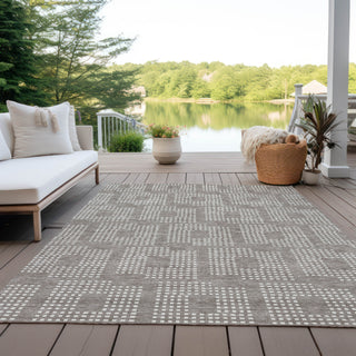 Piper Looms Chantille Squares ACN890 Taupe Machine Washable Area Rug Outdoor Lifestyle Image Feature