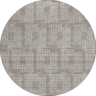 Piper Looms Chantille Squares ACN890 Taupe Machine Washable Area Rug Round Main Image