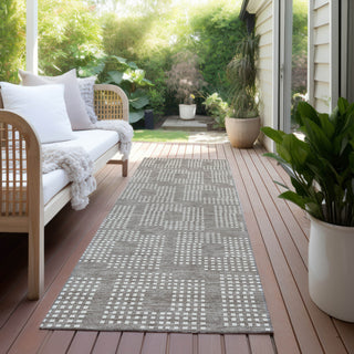 Piper Looms Chantille Squares ACN890 Taupe Machine Washable Area Rug Runner Outdoor Lifestyle Image Feature