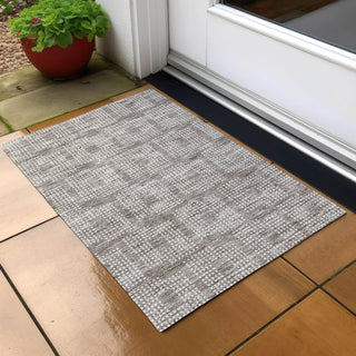 Piper Looms Chantille Squares ACN890 Taupe Machine Washable Area Rug Scatter Outdoor Lifestyle Image Feature