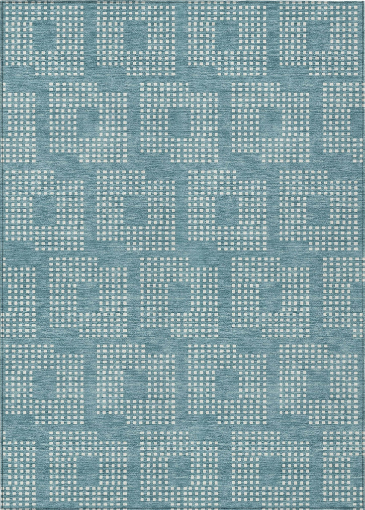 Piper Looms Chantille Squares ACN890 Teal Machine Washable Area Rug main image