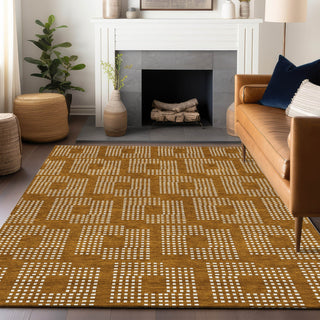 Piper Looms Chantille Squares ACN890 Terracotta Machine Washable Area Rug Lifestyle Image Feature