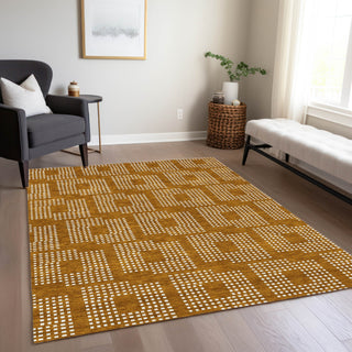 Piper Looms Chantille Squares ACN890 Terracotta Machine Washable Area Rug Lifestyle Image Feature