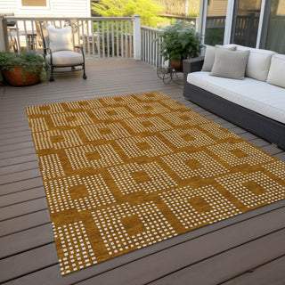 Piper Looms Chantille Squares ACN890 Terracotta Machine Washable Area Rug Outdoor Lifestyle Image Feature