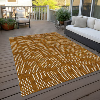 Piper Looms Chantille Squares ACN890 Terracotta Machine Washable Area Rug Outdoor Lifestyle Image Feature