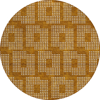 Piper Looms Chantille Squares ACN890 Terracotta Machine Washable Area Rug Round Main Image