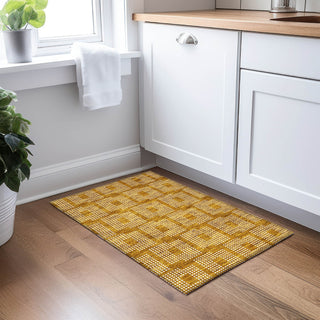 Piper Looms Chantille Squares ACN890 Terracotta Machine Washable Area Rug Scatter Lifestyle Image Feature