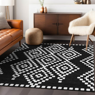 Piper Looms Chantille Diamonds ACN891 Black Machine Washable Area Rug Lifestyle Image Feature
