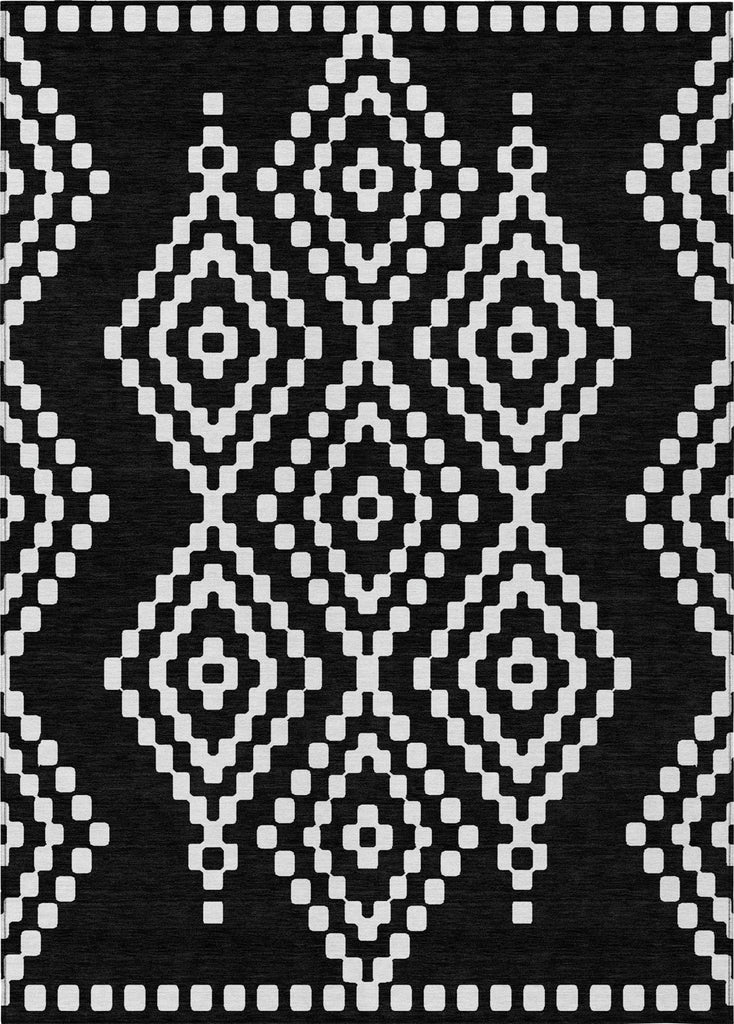 Piper Looms Chantille Diamonds ACN891 Black Machine Washable Area Rug main image