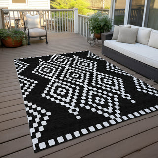 Piper Looms Chantille Diamonds ACN891 Black Machine Washable Area Rug Outdoor Lifestyle Image Feature