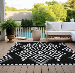 Piper Looms Chantille Diamonds ACN891 Black Machine Washable Area Rug Outdoor Lifestyle Image Feature