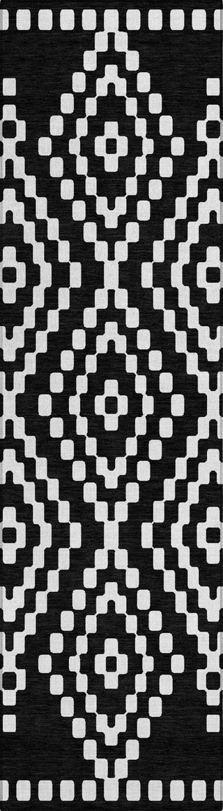 Piper Looms Chantille Diamonds ACN891 Black Machine Washable Area Rug Runner Main Image