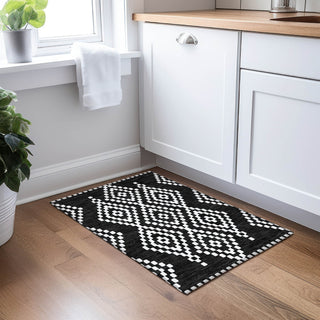 Piper Looms Chantille Diamonds ACN891 Black Machine Washable Area Rug Scatter Lifestyle Image Feature