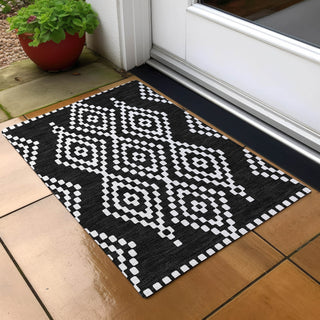 Piper Looms Chantille Diamonds ACN891 Black Machine Washable Area Rug Scatter Outdoor Lifestyle Image Feature