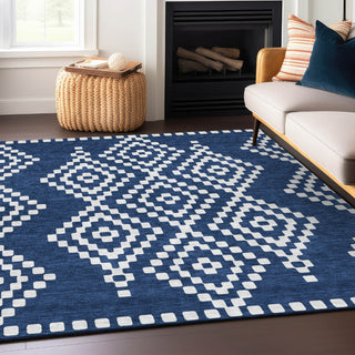 Piper Looms Chantille Diamonds ACN891 Navy Machine Washable Area Rug Lifestyle Image Feature