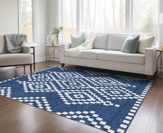 Piper Looms Chantille Diamonds ACN891 Navy Machine Washable Area Rug Lifestyle Image Feature