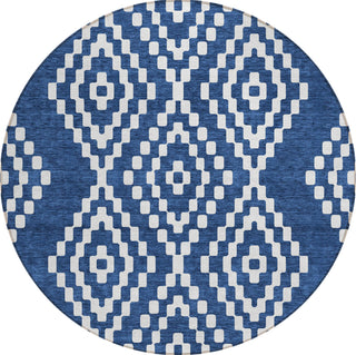 Piper Looms Chantille Diamonds ACN891 Navy Machine Washable Area Rug Round Main Image