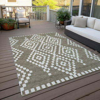 Piper Looms Chantille Diamonds ACN891 Taupe Machine Washable Area Rug Outdoor Lifestyle Image Feature