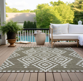 Piper Looms Chantille Diamonds ACN891 Taupe Machine Washable Area Rug Outdoor Lifestyle Image Feature