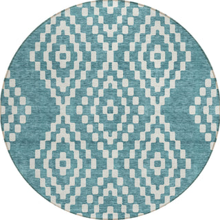 Piper Looms Chantille Diamonds ACN891 Teal Machine Washable Area Rug Round Main Image