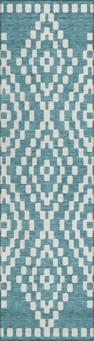 Piper Looms Chantille Diamonds ACN891 Teal Machine Washable Area Rug Runner Main Image