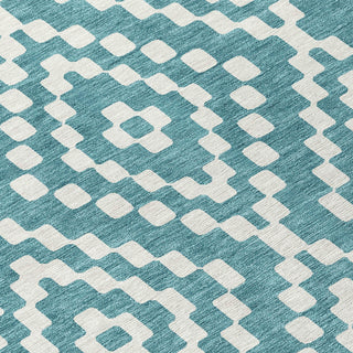 Piper Looms Chantille Diamonds ACN891 Teal Machine Washable Area Rug Swatch Image