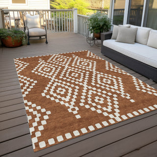 Piper Looms Chantille Diamonds ACN891 Terracotta Machine Washable Area Rug Outdoor Lifestyle Image Feature