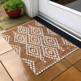Piper Looms Chantille Diamonds ACN891 Terracotta Machine Washable Area Rug Scatter Outdoor Lifestyle Image Feature