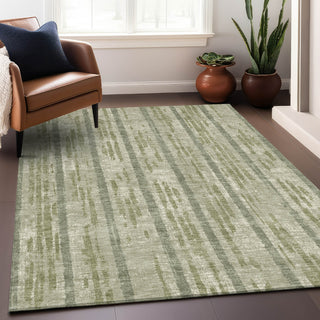 Piper Looms Chantille Stripes ACN892 Aloe Machine Washable Area Rug Lifestyle Image Feature