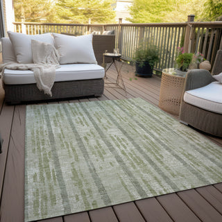 Piper Looms Chantille Stripes ACN892 Aloe Machine Washable Area Rug Outdoor Lifestyle Image Feature