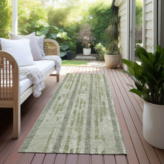 Piper Looms Chantille Stripes ACN892 Aloe Machine Washable Area Rug Runner Outdoor Lifestyle Image Feature