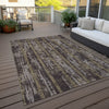 Piper Looms Chantille Stripes ACN892 Chocolate Machine Washable Area Rug Outdoor Lifestyle Image Feature