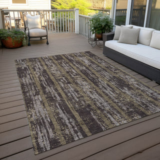 Piper Looms Chantille Stripes ACN892 Chocolate Machine Washable Area Rug Outdoor Lifestyle Image Feature